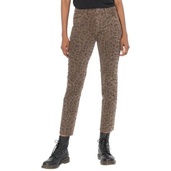 NWT Kut From The Kloth Rachael Mom Jeans Coffee Animal Print Corduroy Size 2 NEW - Picture 15 of 15